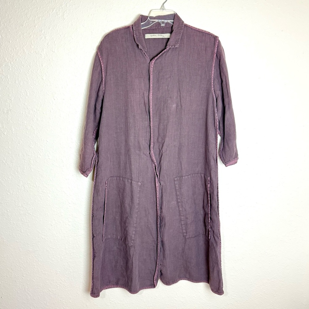 Cynthia Ashby duster coat grunge long jacket steam punk snap buttons sz M cotton
